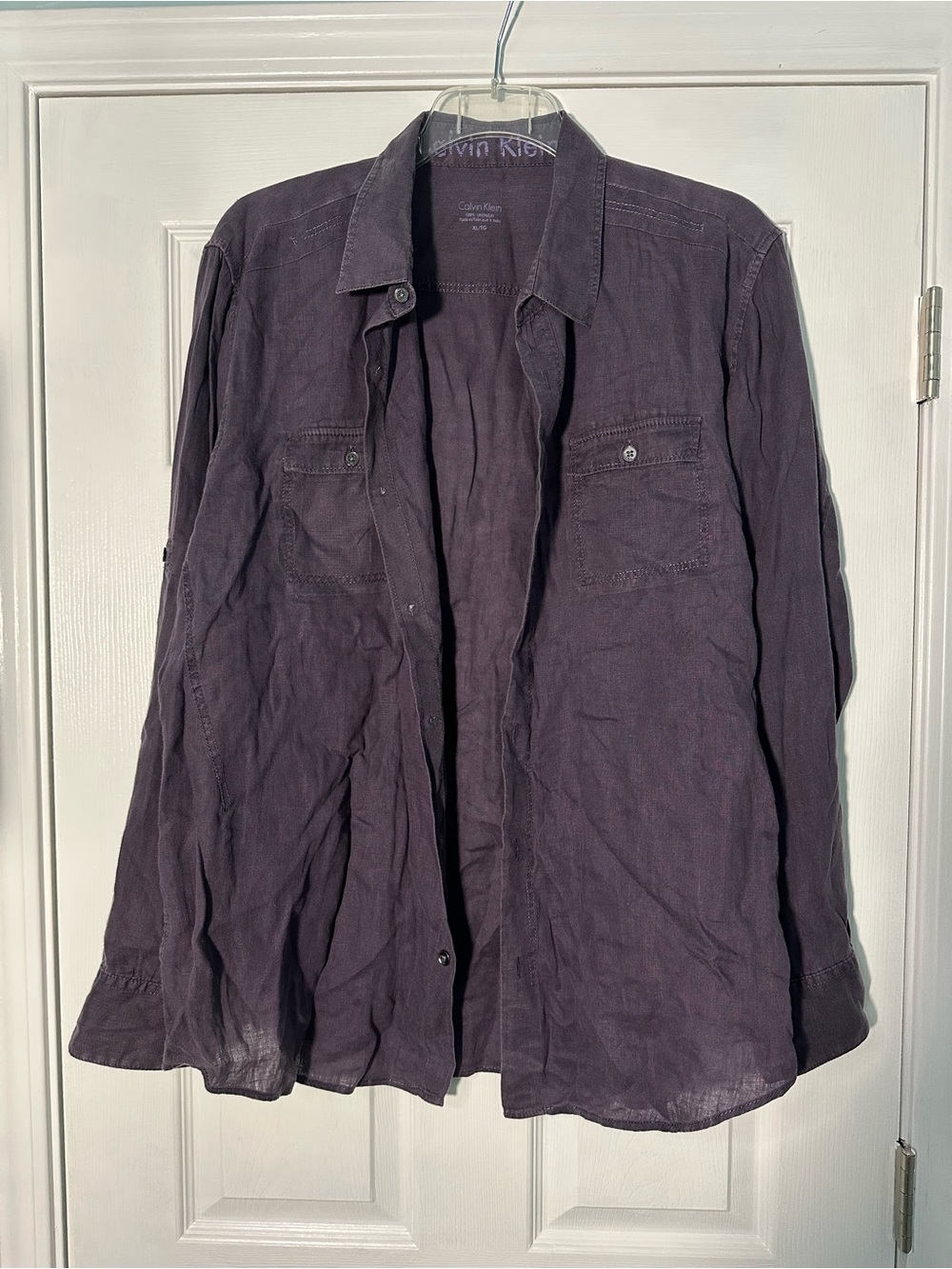 Calvin Klein Men's Purple Lightweight Button-Up Shirt Jacket
